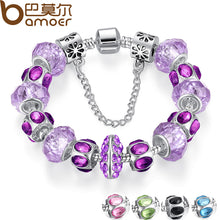 Silver Crystal Bead Charm Bracelet