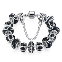 Silver Crystal Bead Charm Bracelet