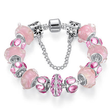 Silver Crystal Bead Charm Bracelet
