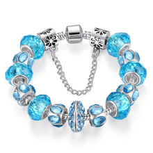 Silver Crystal Bead Charm Bracelet