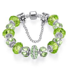 Silver Crystal Bead Charm Bracelet