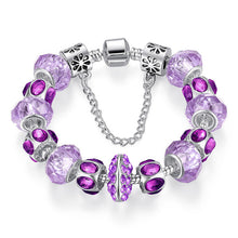 Silver Crystal Bead Charm Bracelet
